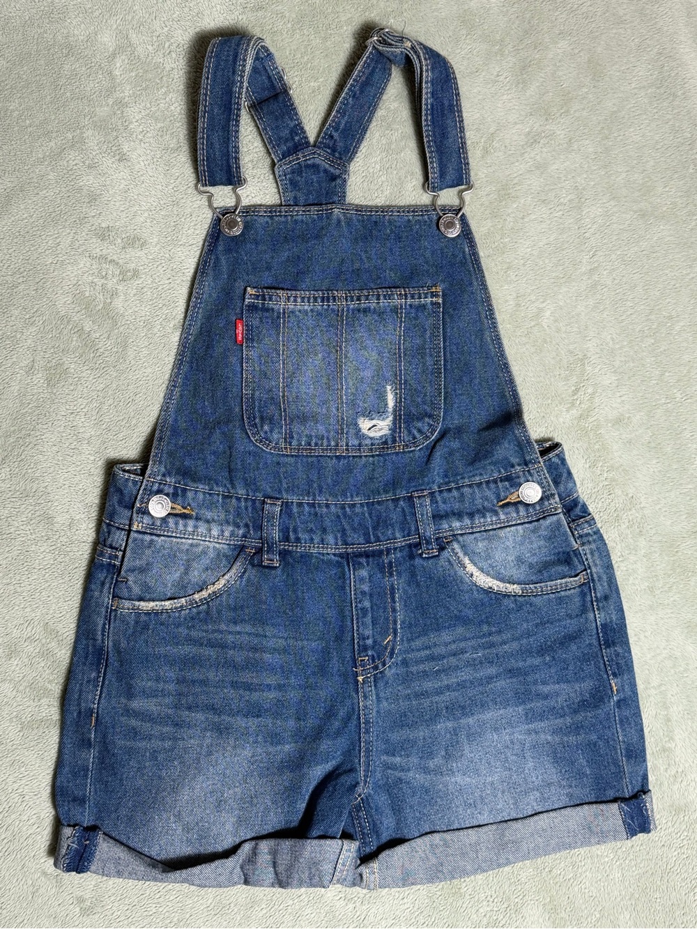 Levi's Girl’s Dark Blue Denim Shortalls with Front Pocket